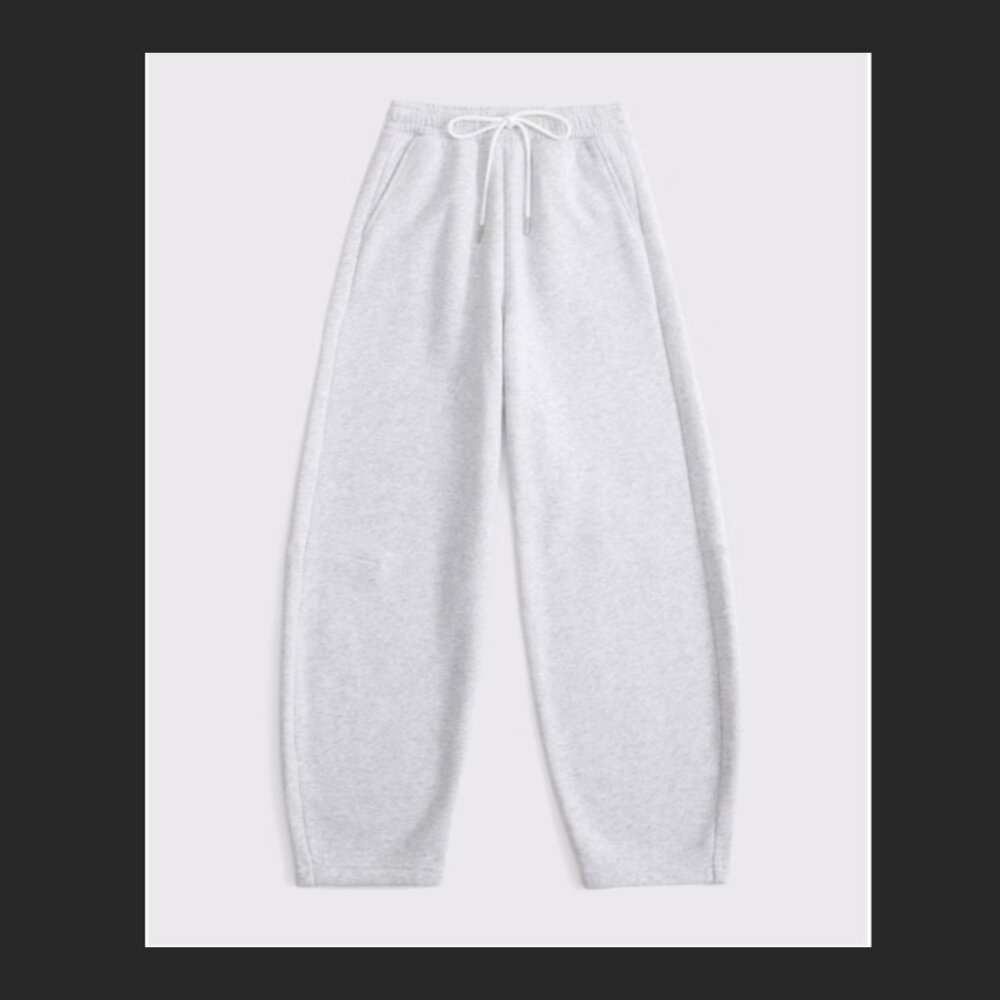 NWT ABERCROMBIE HIGH RISE BARREL SUNDAY SWEATPANTS--WOMEN'S SMALL--GREY - Picture 4 of 11